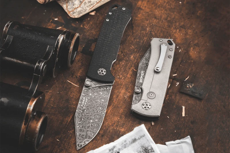 Couteau pliant Böker Tiger Damas 111103DAM manche en micarta noir 11,5cm