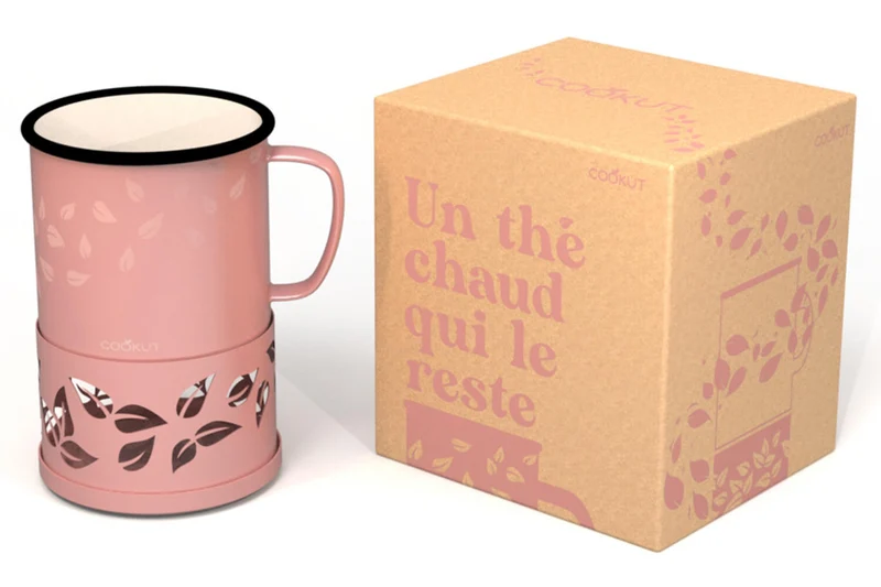 Mug à thé Cookut Sixtea chauffé à la bougie rose