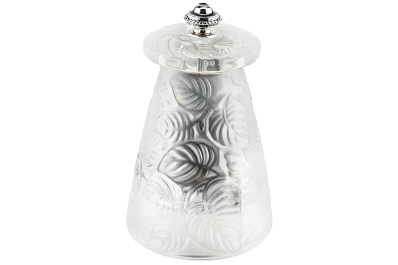 Coffret cadeau moulin à poivre + 1 moulin à sel Peugeot Lalique Feuilles en cristal 9cm - Edition limitée
