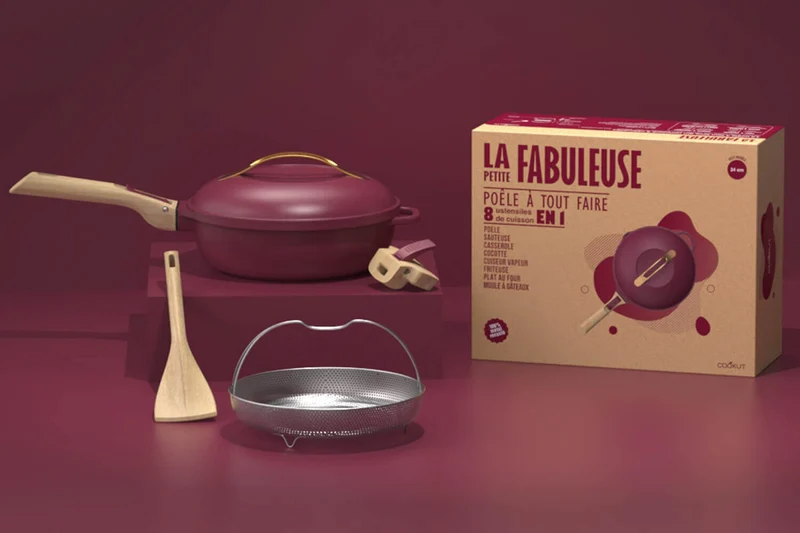 Poêle antiadhérente Cookut La Fabuleuse 8-en-1 rubis