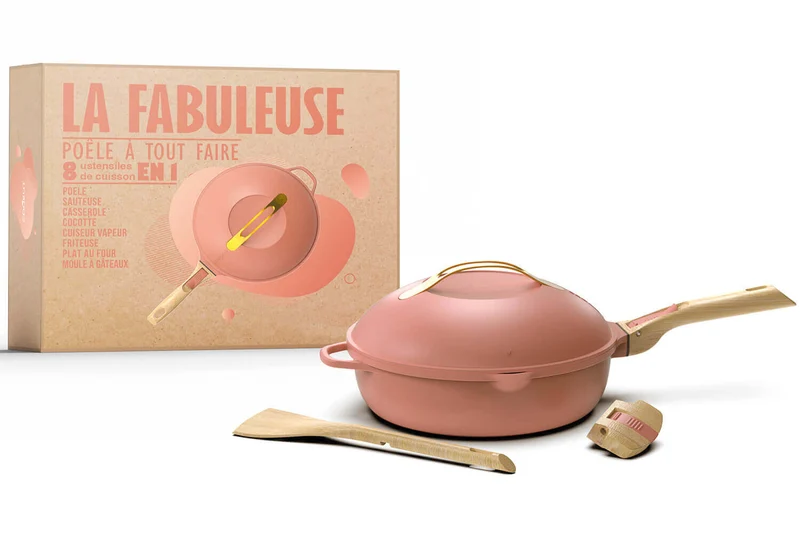 Poêle antiadhérente Cookut La Fabuleuse 8-en-1 pivoine