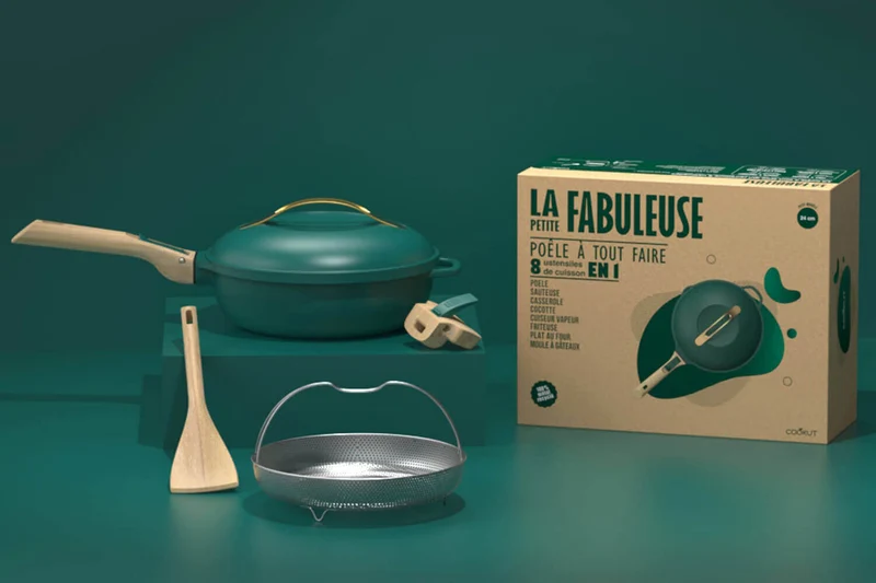 Poêle antiadhérente Cookut La Fabuleuse 8-en-1 canopée