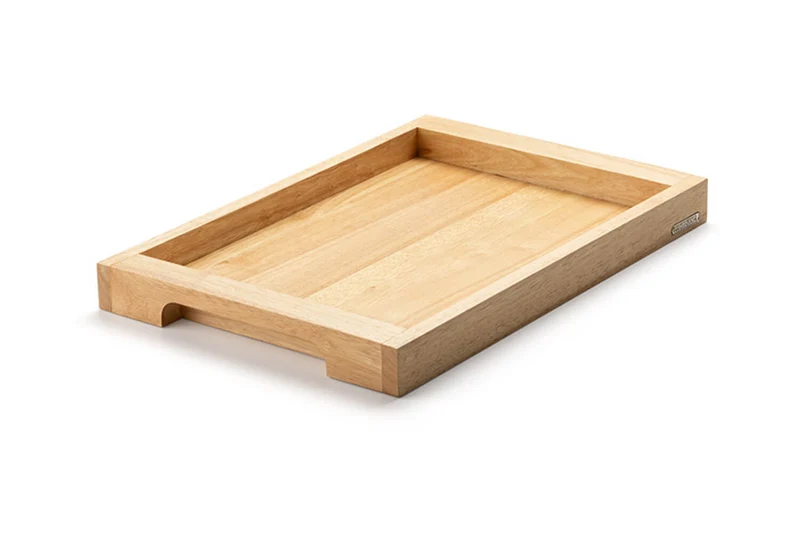Plateau de service avec poignées Continenta en bois d'hévéa 45x29,5x4,3cm