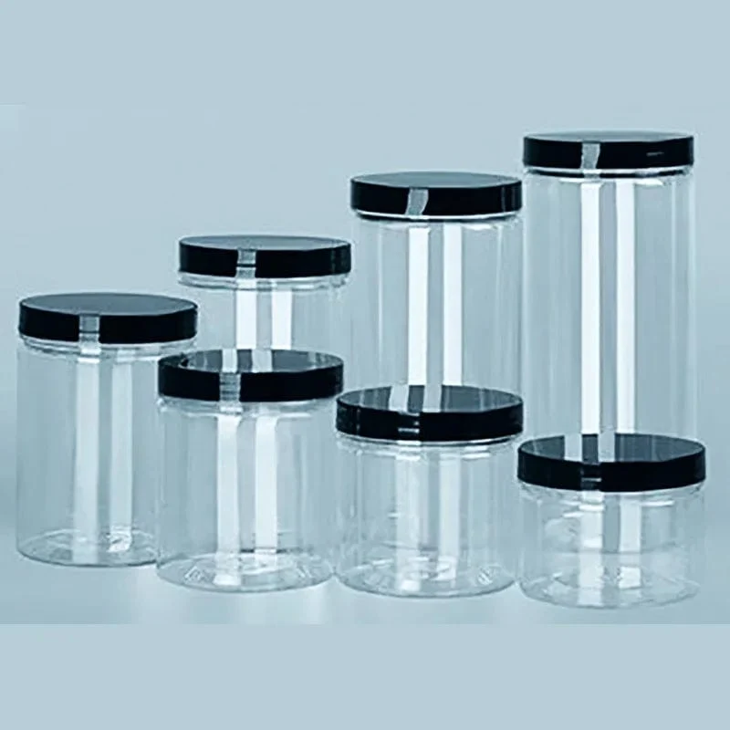 Bouteille de rangement circulaire à couvercle noir