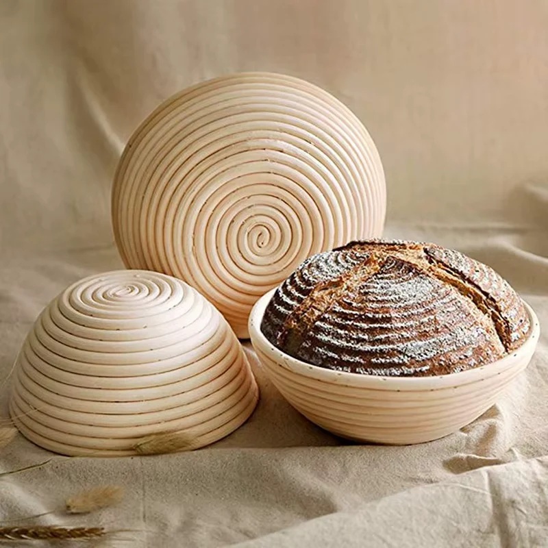 Panier de fermentation en rotin (lot de 2) – Banneton artisanal avec doublure en lin