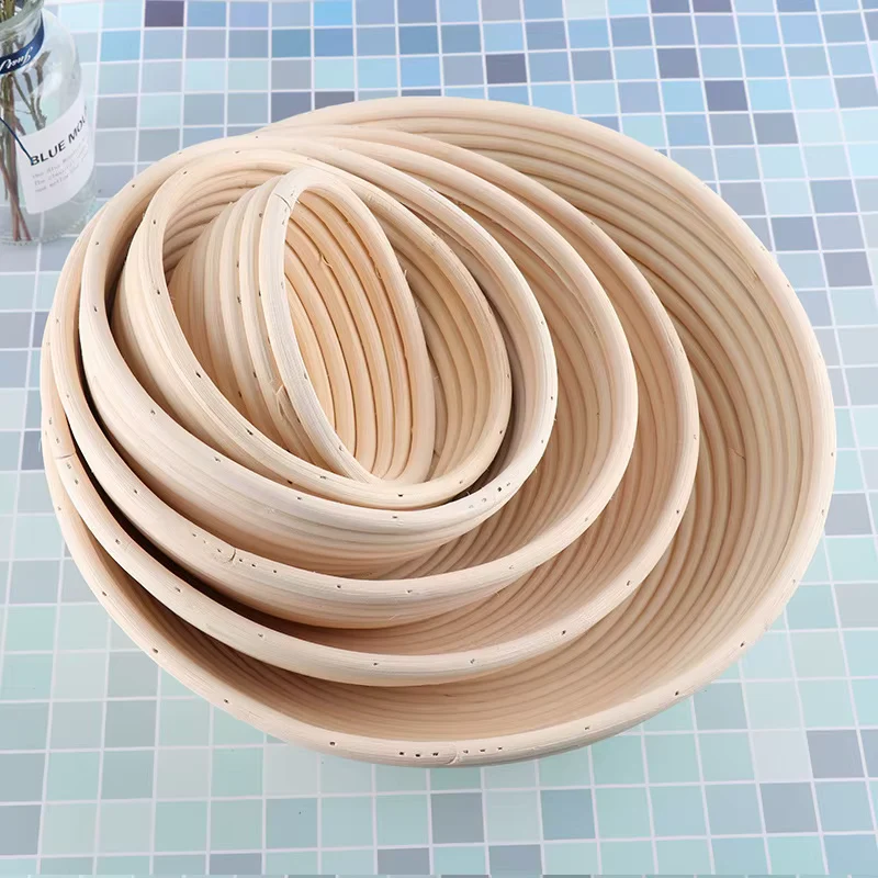 Panier de fermentation en rotin (lot de 2) – Banneton artisanal avec doublure en lin