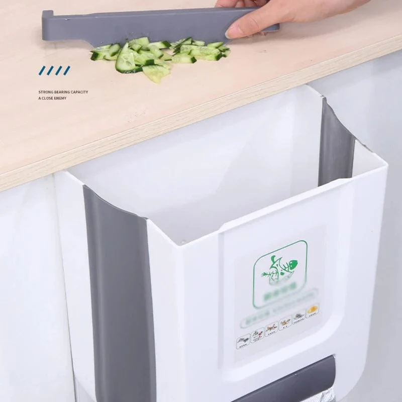 Poubelle de Cuisine Pliable Murale Suspendue — 7 L / 10 L, Porte de Placard