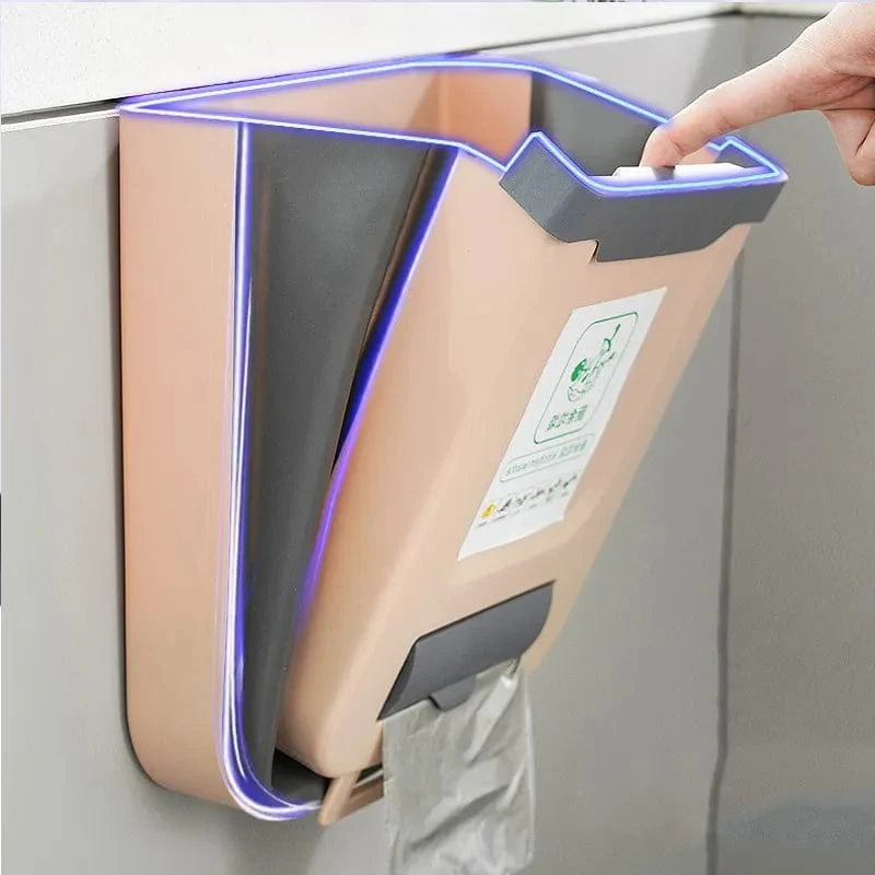Poubelle de Cuisine Pliable Murale Suspendue — 7 L / 10 L, Porte de Placard