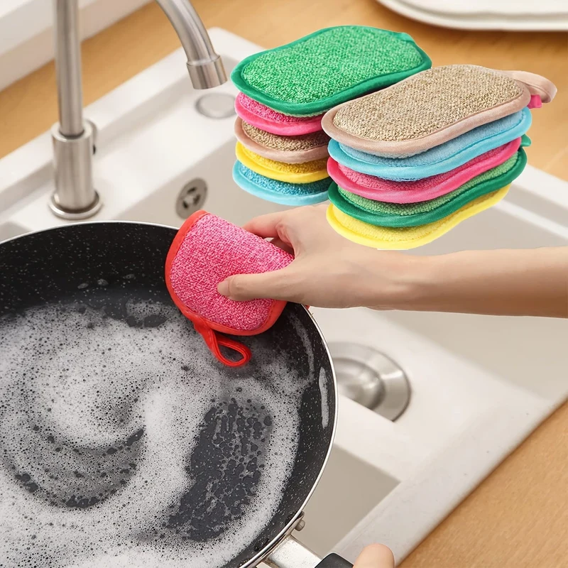 Lot de 10 Éponges Microfibre Colorées pour Cuisine, Facile À Nettoyer Vaisselle, Casseroles et Poêles