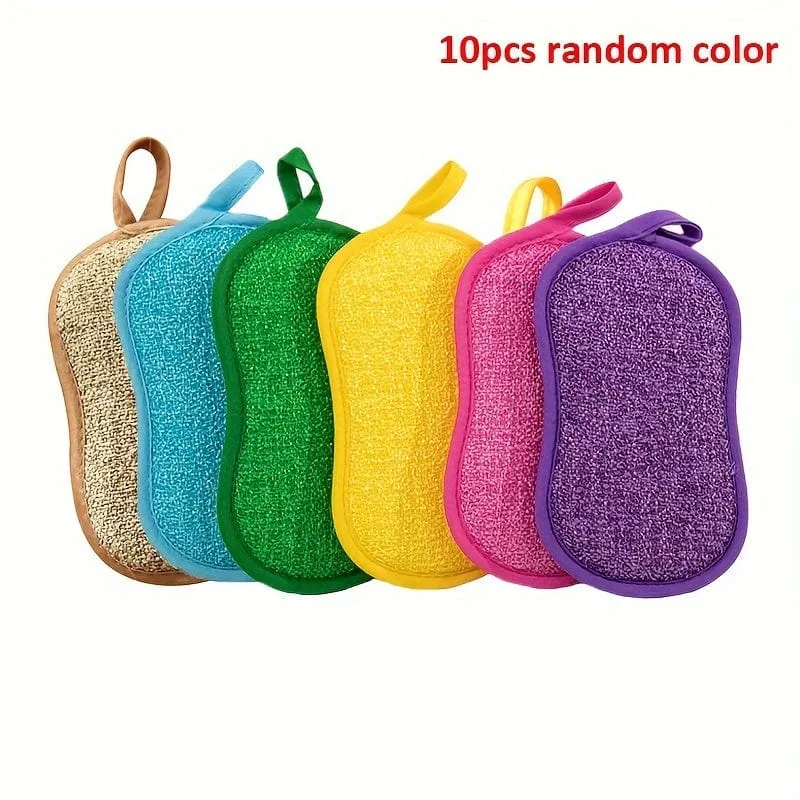 Lot de 10 Éponges Microfibre Colorées pour Cuisine, Facile À Nettoyer Vaisselle, Casseroles et Poêles