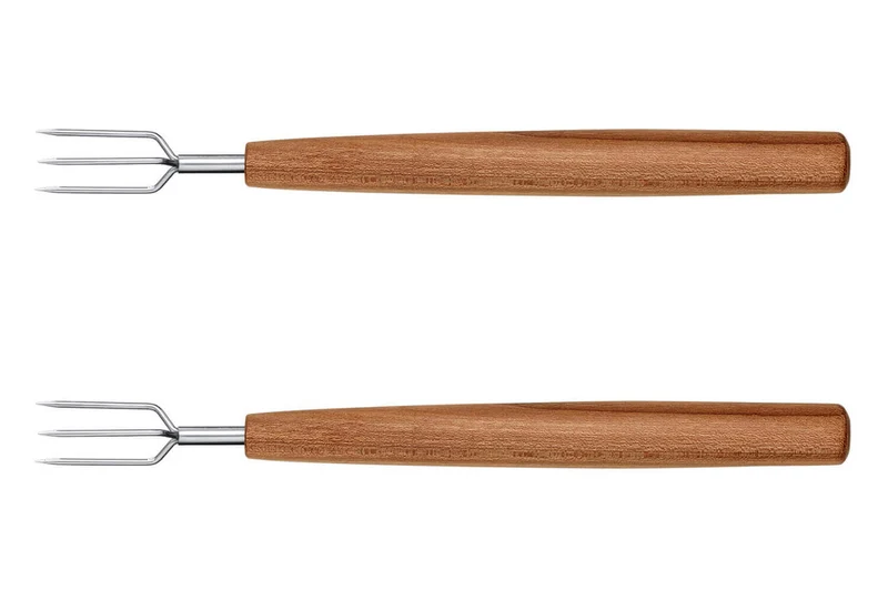 Coffret 2 fourchettes à pommes de terre Triangle Sense inox et manche prunier