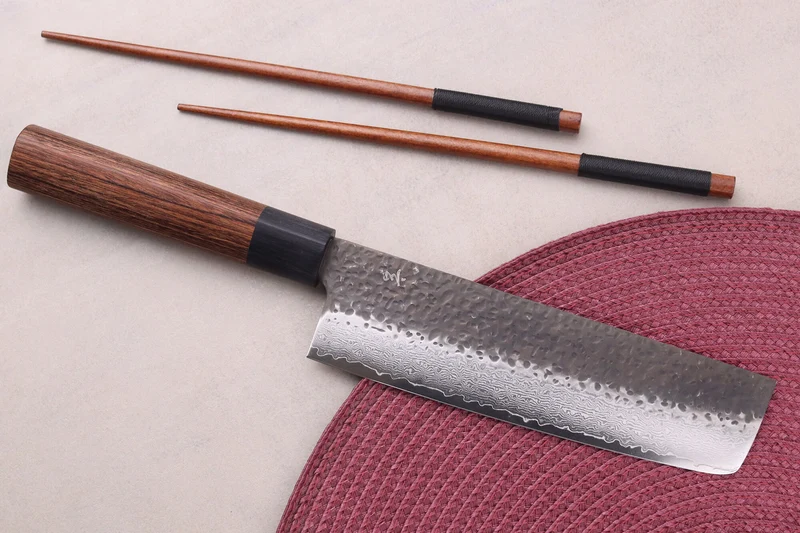 Couteau nakiri 17cm japonais Shizu Hamono Gen VG10 damas