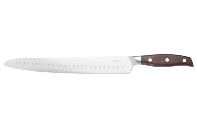 Couteau à découper 30cm Guillaume Leonard Cuistot en acier inoxydable et bois de santal rouge