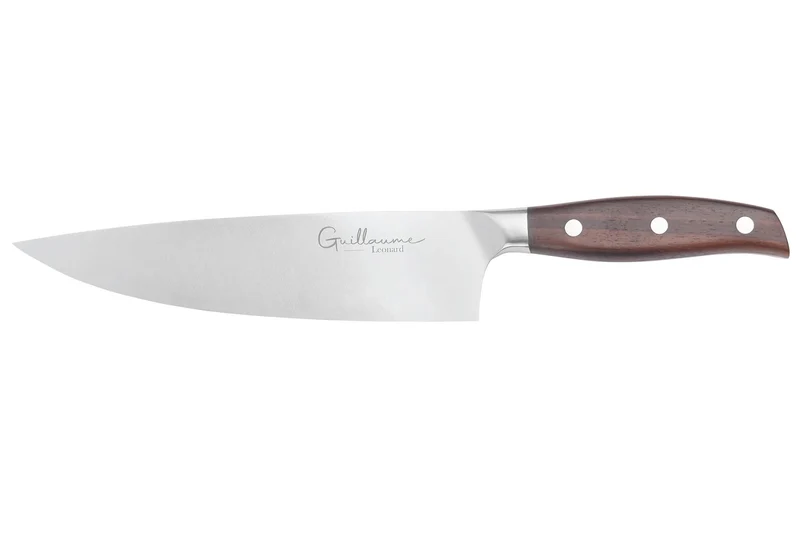 Couteau de chef 20cm Guillaume Leonard Cuistot en acier inoxydable et bois de santal rouge