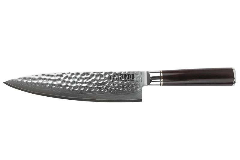 Couteau de chef 20cm Fukito Ébène Damas martelé