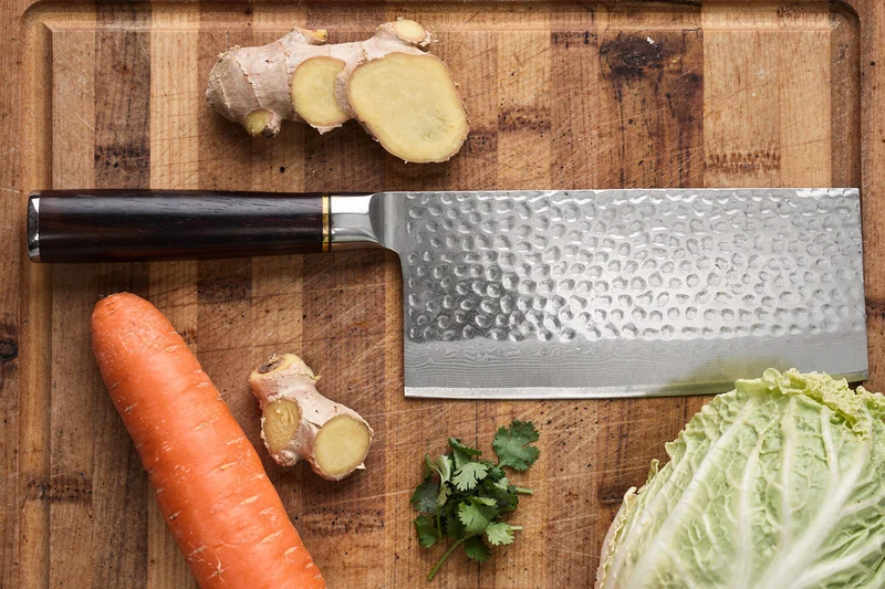 Couteau de chef chinois 17cm Fukito Ébène Damas martelé