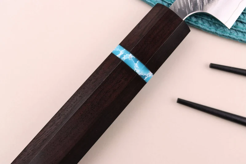 Couteau universel japonais artisanal Yu Kurosaki Fujin 12cm SG2 turquoise