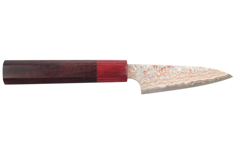 Couteau d'office 9cm japonais artisanal Takeshi Saji VG10 Rainbow Nashiji
