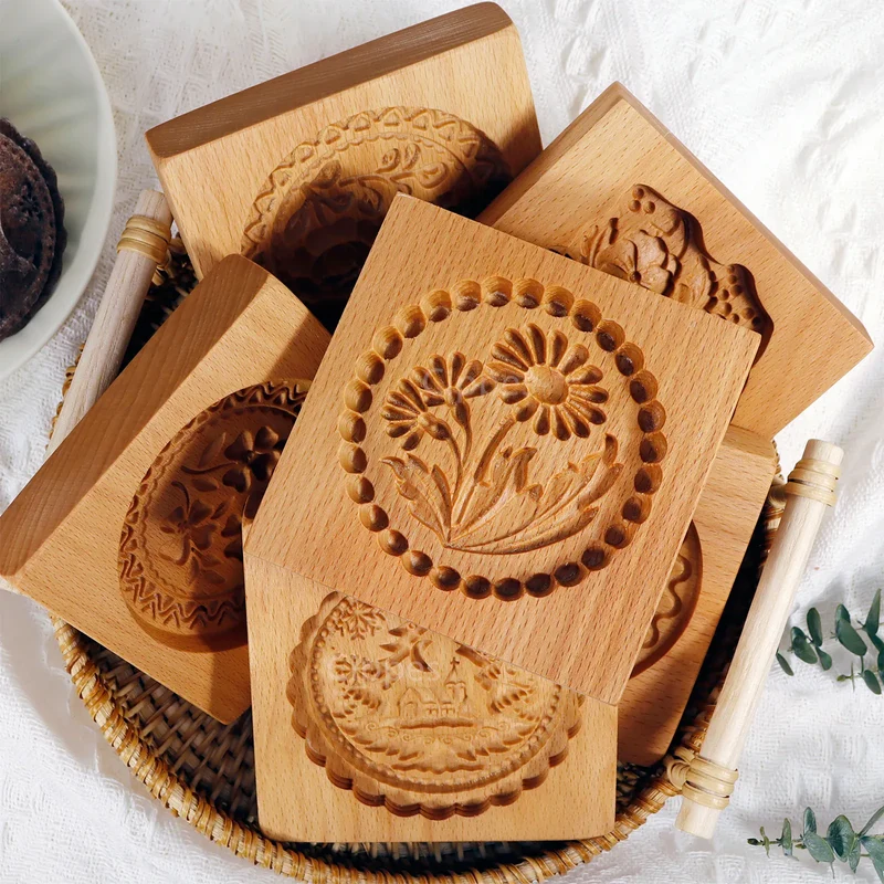 Emporte-pièce en bois floral 3D pour biscuits et gâteaux - 1 pièce