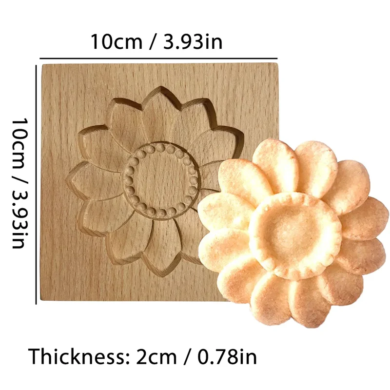 Emporte-pièce en bois floral 3D pour biscuits et gâteaux - 1 pièce