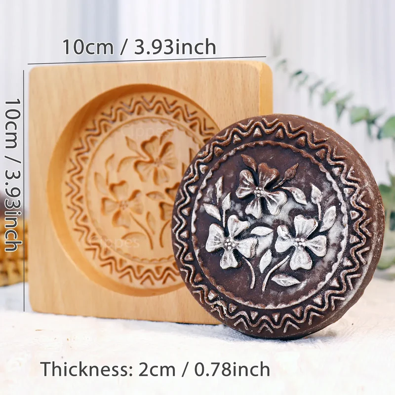 Emporte-pièce en bois floral 3D pour biscuits et gâteaux - 1 pièce