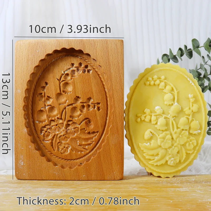 Emporte-pièce en bois floral 3D pour biscuits et gâteaux - 1 pièce