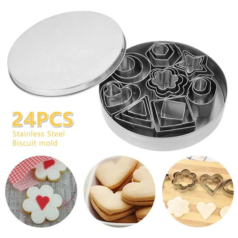 Ensemble de 24 Emporte-pièces en Acier Inoxydable - Formes Géométriques