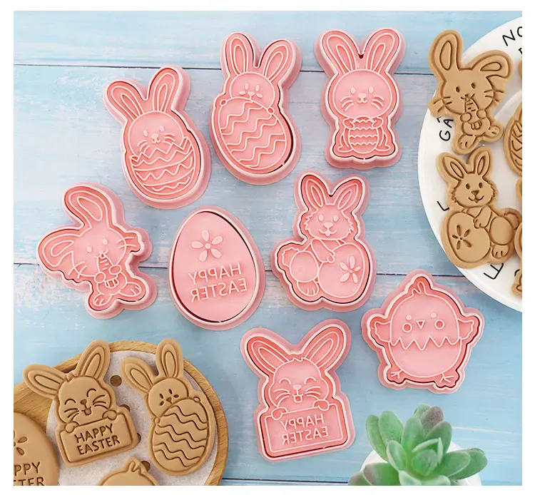 Emporte-pièces à Gâteaux Pâques - 10 Pièces Formes Lapin et Oeuf