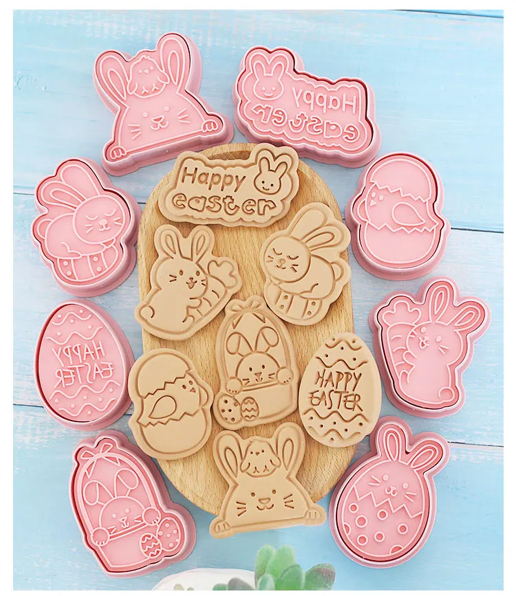 Emporte-pièces à Gâteaux Pâques - 10 Pièces Formes Lapin et Oeuf