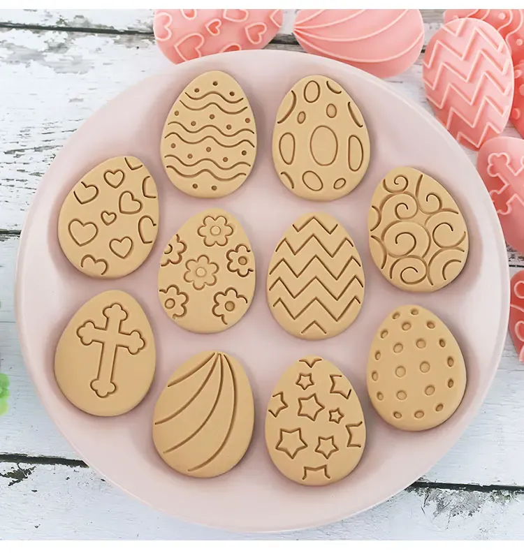 Emporte-pièces à Gâteaux Pâques - 10 Pièces Formes Lapin et Oeuf