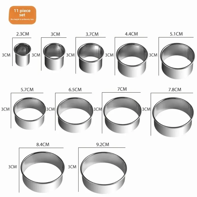 Ensemble de 11 emporte-pièces ronds en acier inoxydable pour pâtisserie