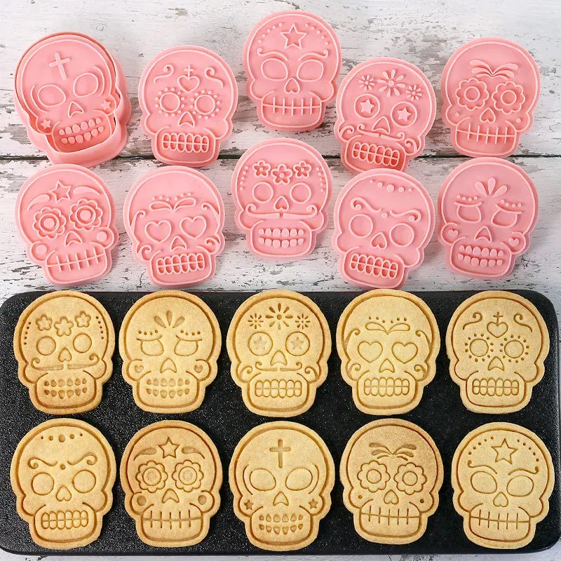 Emporte-pièces en Silicone 10 pièces - Motifs de Crânes Halloween