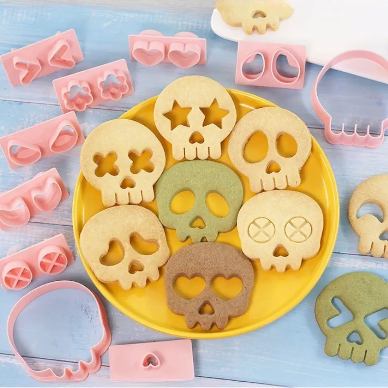 Emporte-pièces en Silicone 10 pièces - Motifs de Crânes Halloween