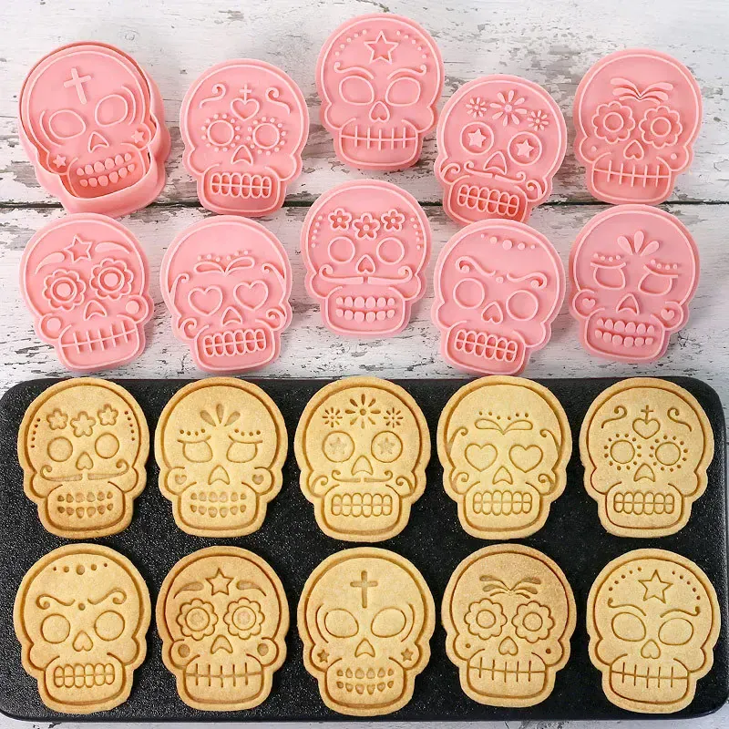 Emporte-pièces en Silicone 10 pièces - Motifs de Crânes Halloween