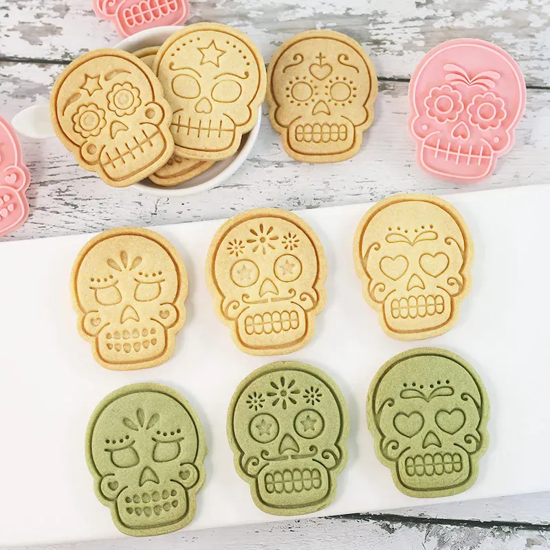 Emporte-pièces en Silicone 10 pièces - Motifs de Crânes Halloween