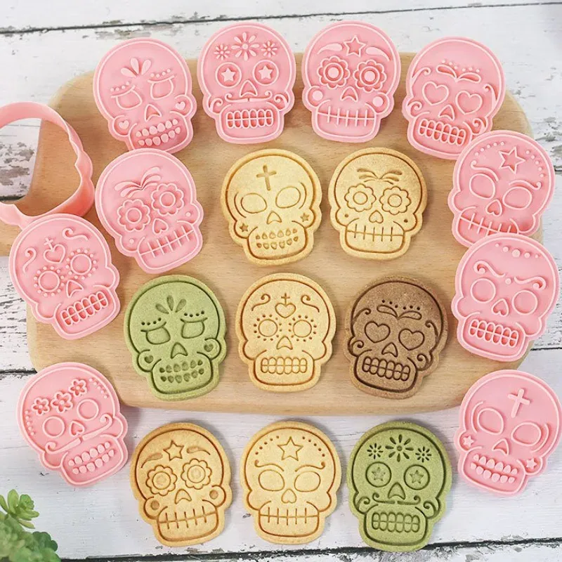 Emporte-pièces en Silicone 10 pièces - Motifs de Crânes Halloween