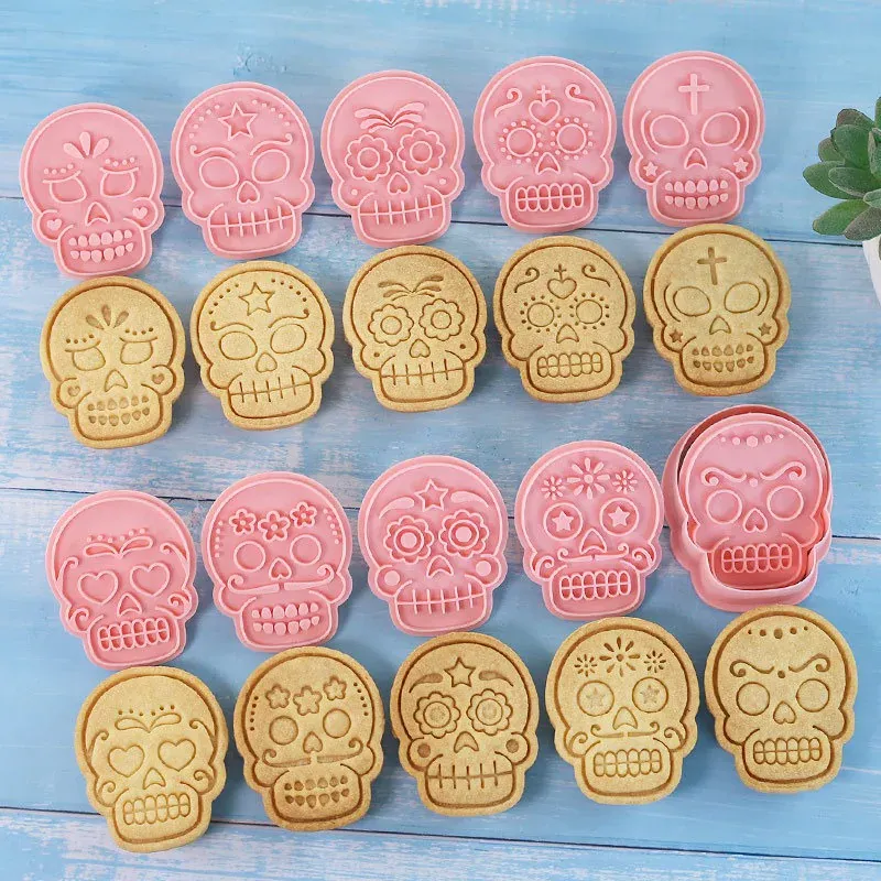 Emporte-pièces en Silicone 10 pièces - Motifs de Crânes Halloween