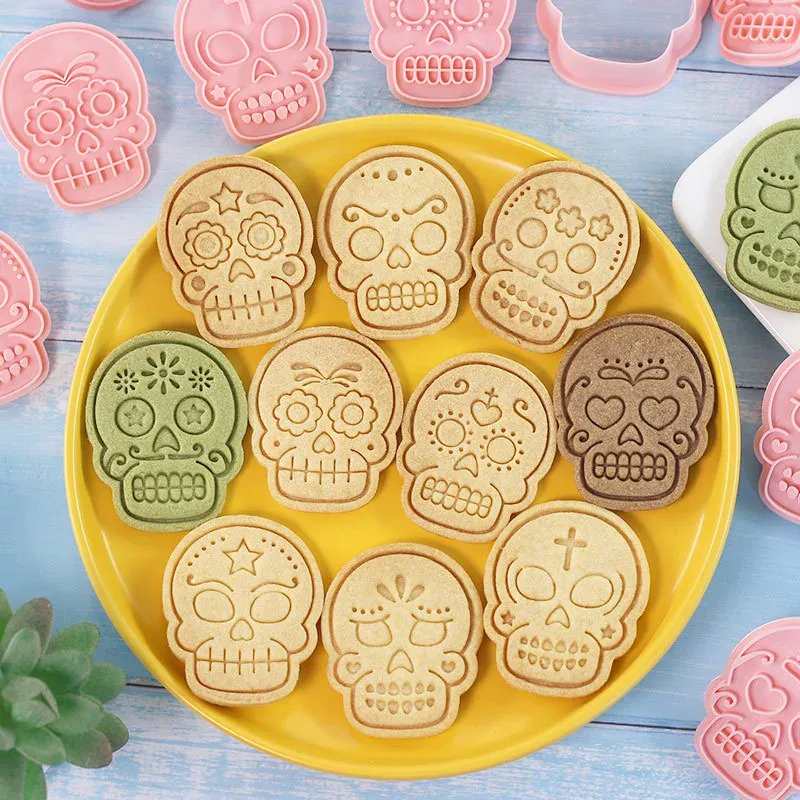 Emporte-pièces en Silicone 10 pièces - Motifs de Crânes Halloween