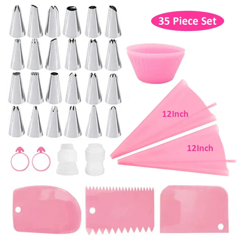 Poche à Douille en Silicone Reusable - Set de 24 Douilles de Pâtisserie