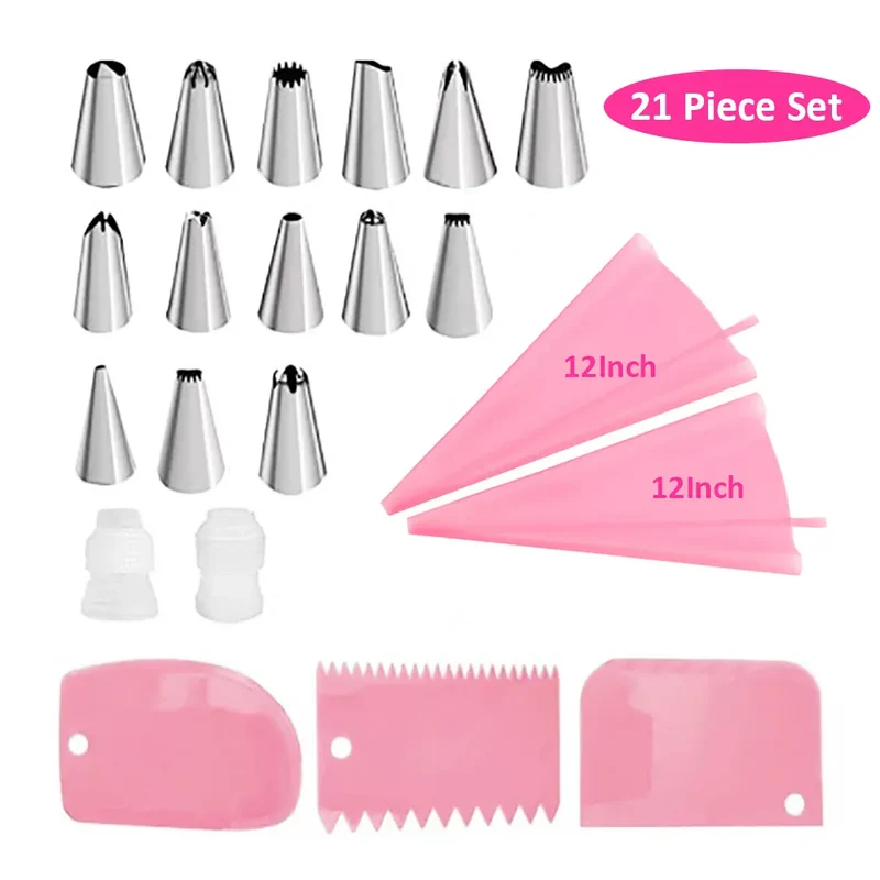 Poche à Douille en Silicone Reusable - Set de 24 Douilles de Pâtisserie