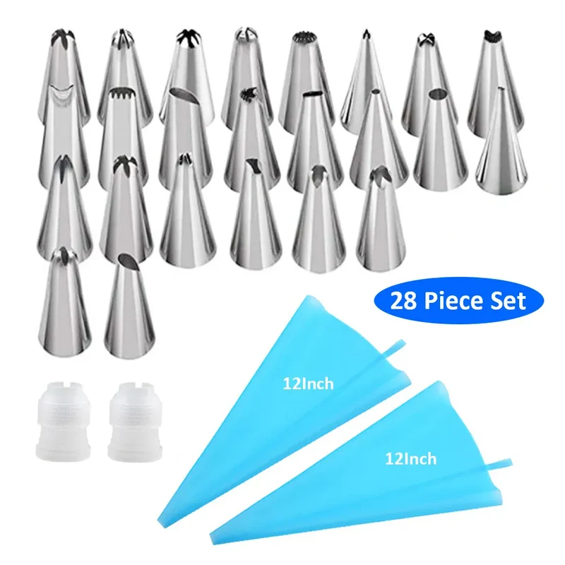 Poche à Douille en Silicone Reusable - Set de 24 Douilles de Pâtisserie