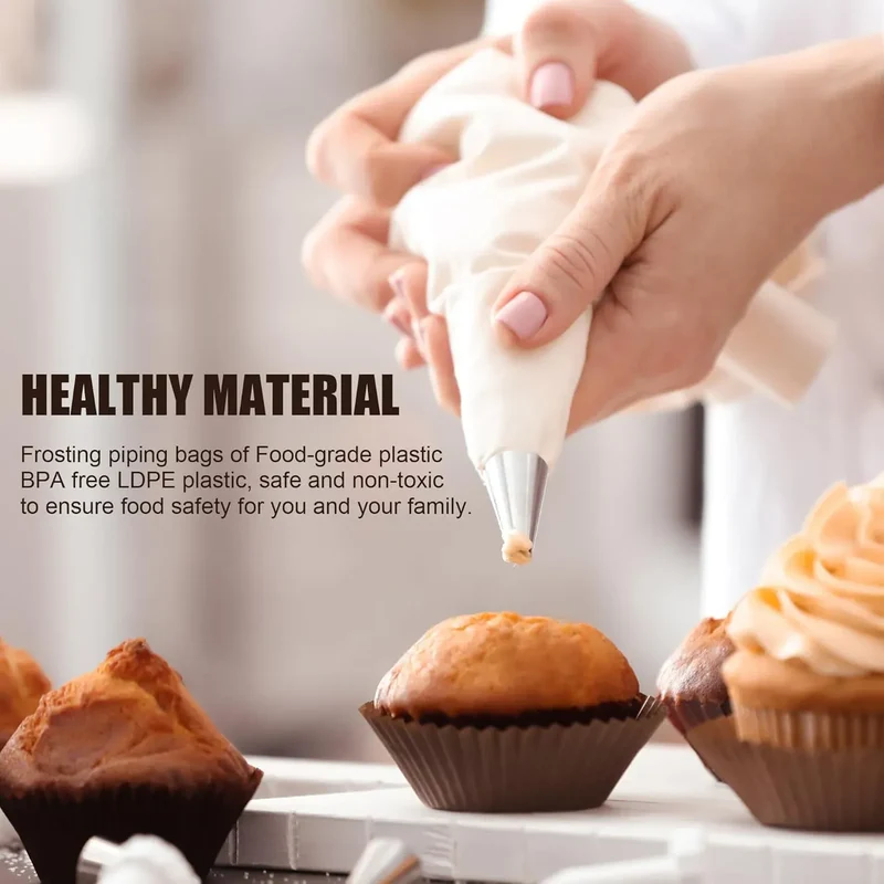 Poches à douille en acier inoxydable avec 100 sacs jetables pour pâtisserie