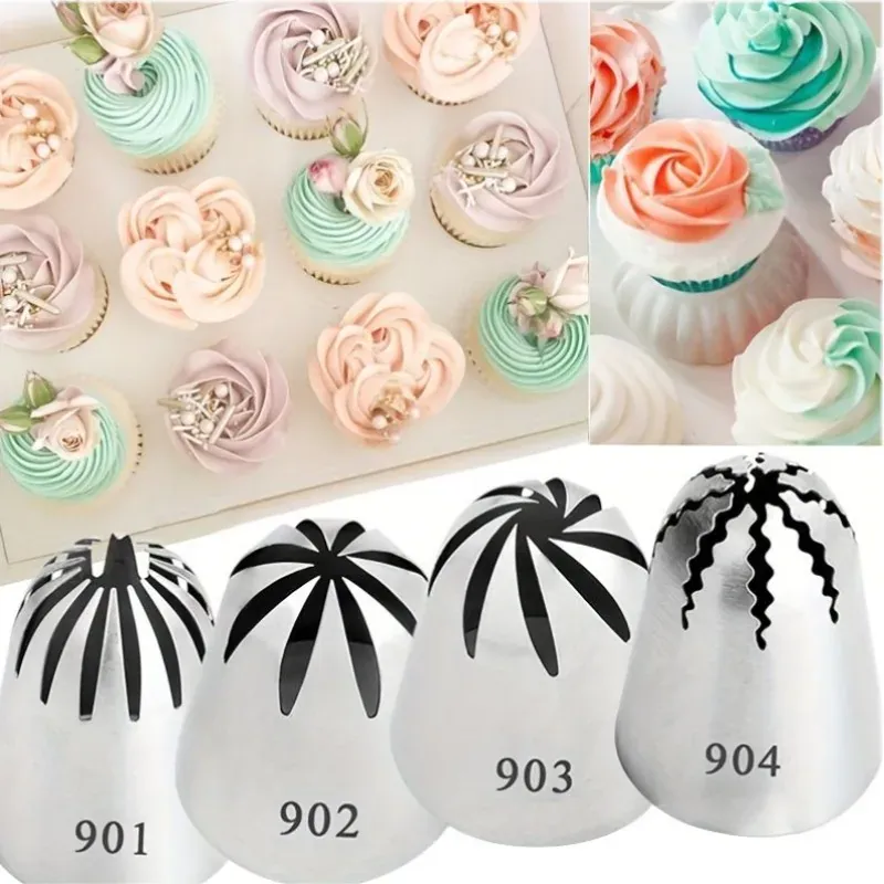 Douilles à pâtisserie en acier inoxydable - 4 styles pour décoration cupcakes