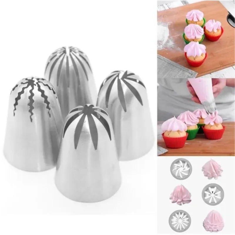 Douilles à pâtisserie en acier inoxydable - 4 styles pour décoration cupcakes