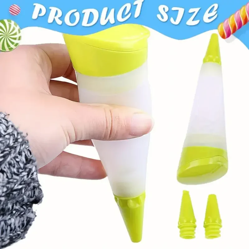 Poche à Douille Réutilisable avec 3 Embouts en Silicone - Décoration de Gâteaux