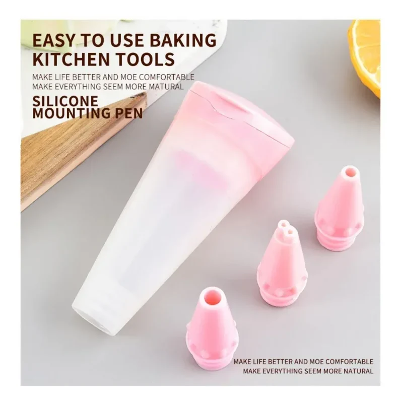 Poche à Douille Réutilisable avec 3 Embouts en Silicone - Décoration de Gâteaux