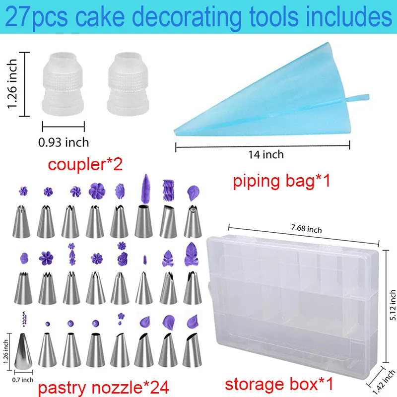 Douilles à pâtisserie en acier inoxydable - 24 pièces pour décoration gâteaux