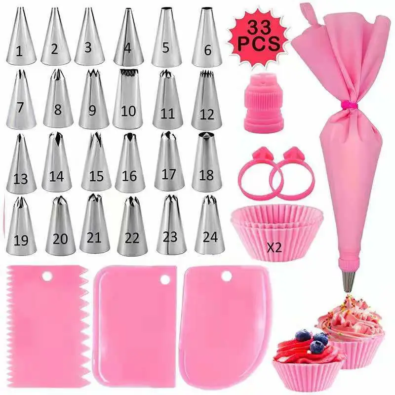 Kit de décoration de gâteaux 33 pièces en acier inoxydable et accessoires