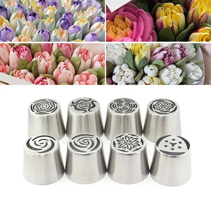 Douilles à Pâtisserie en Acier Inoxydable pour Fleurs 3D - 8 Pièces