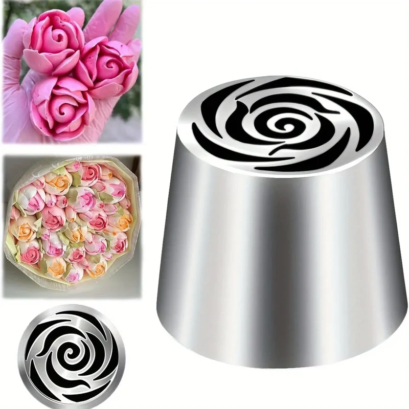 Douille à Pâtisserie en Acier Inoxydable - 3 Pièces Fleur Rose
